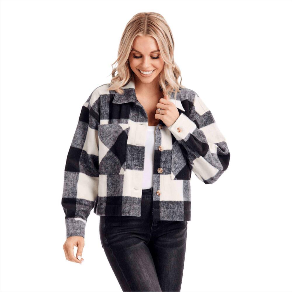 NEW MUDPIE maverick plaid jacket in black